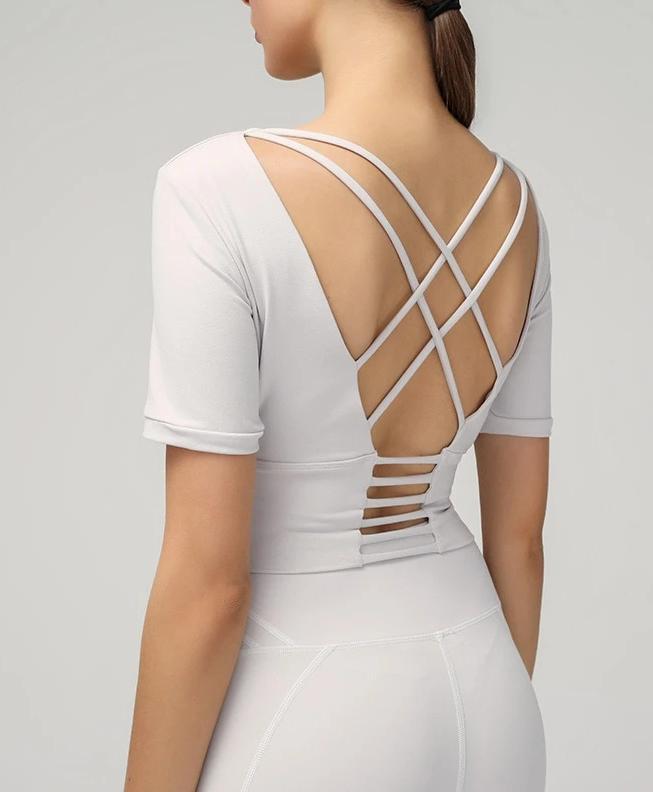 Astoria Seamless Sculpt Half-Sleeved Sports Crop - White