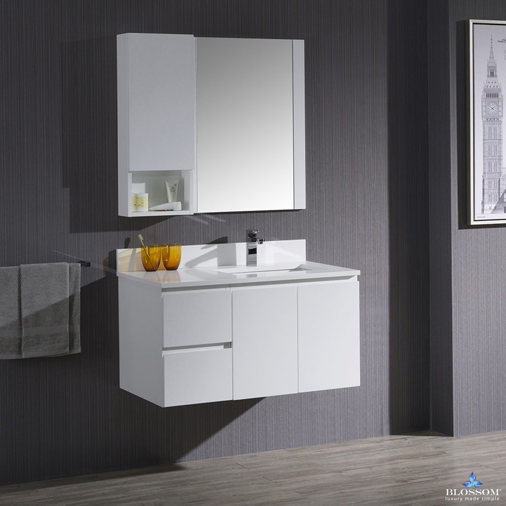 Monaco 36 Inch Vanity (Wall Hung, Chrome Legs, Wood Legs)
