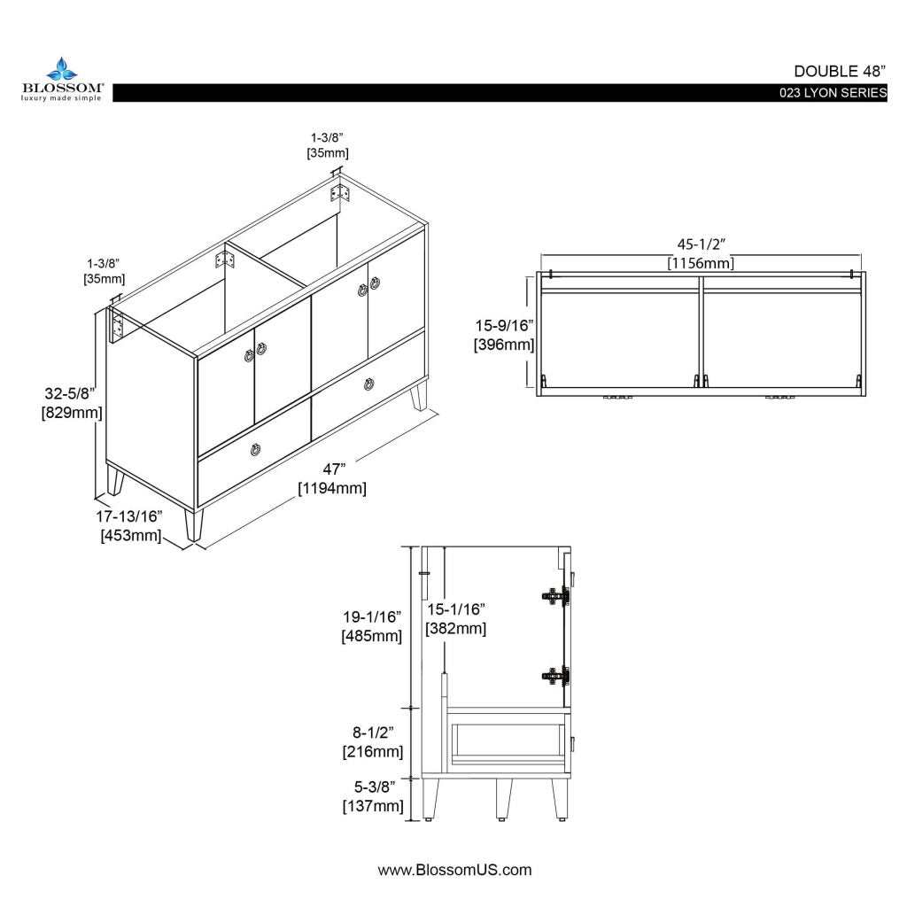 Lyon 48 Inch Vanity – Double Sinks
