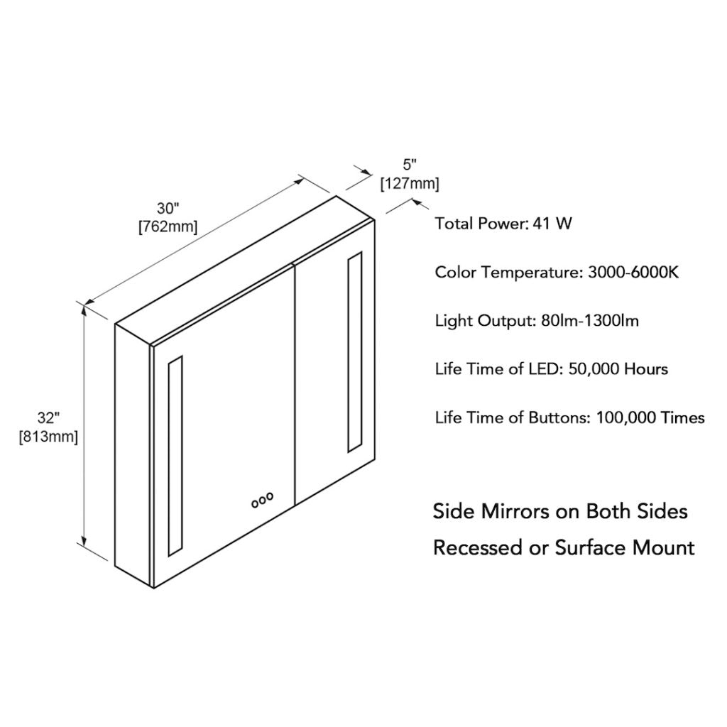 Pillar – 30 Inches LED Medicine Cabinet