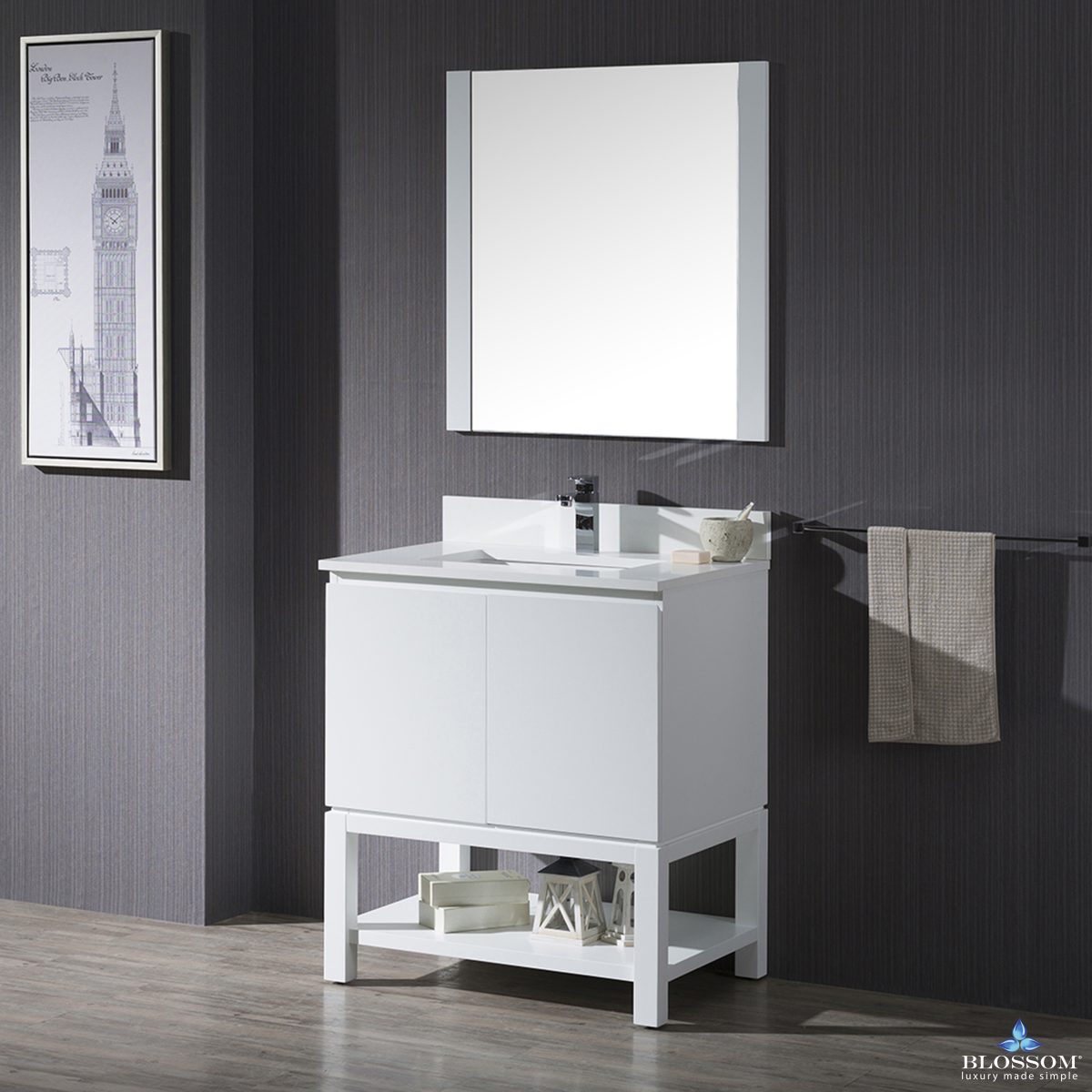Monaco 30 Inch Vanity (Wall Hung, Chrome Legs, Wood Legs)