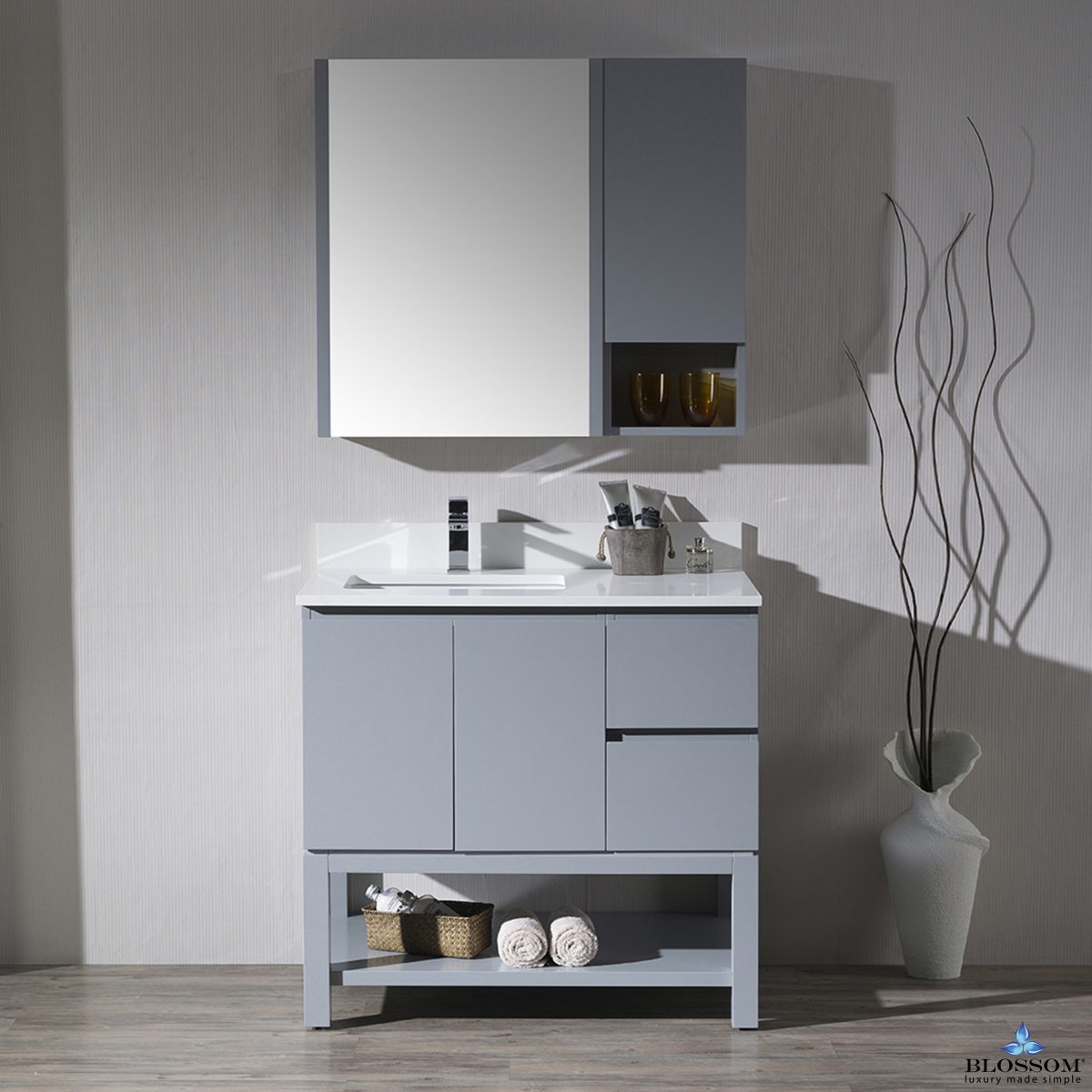 Monaco 36 Inch Vanity (Wall Hung, Chrome Legs, Wood Legs)