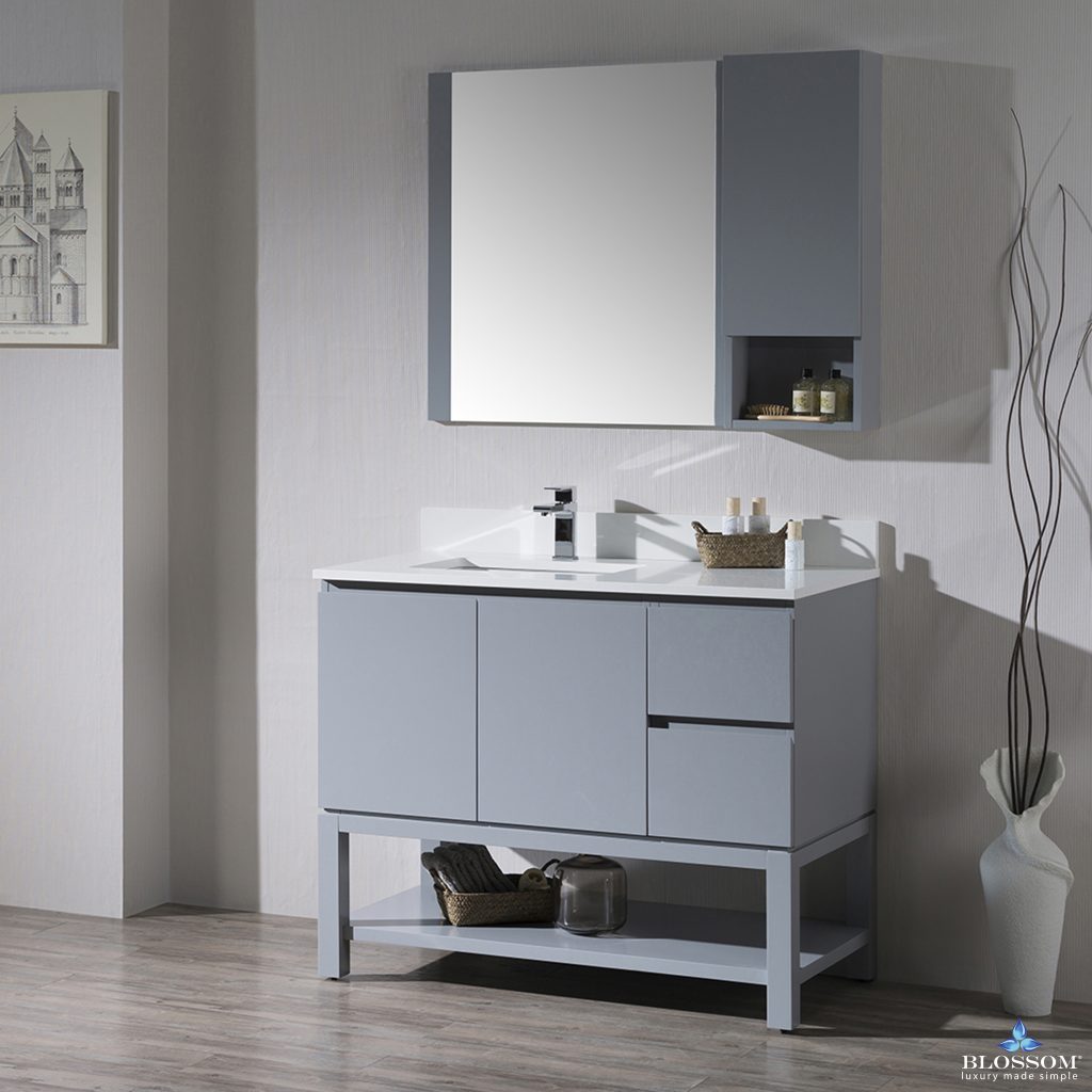 Monaco 42 Inch Vanity (Wall Hung, Chrome Legs, Wood Legs)