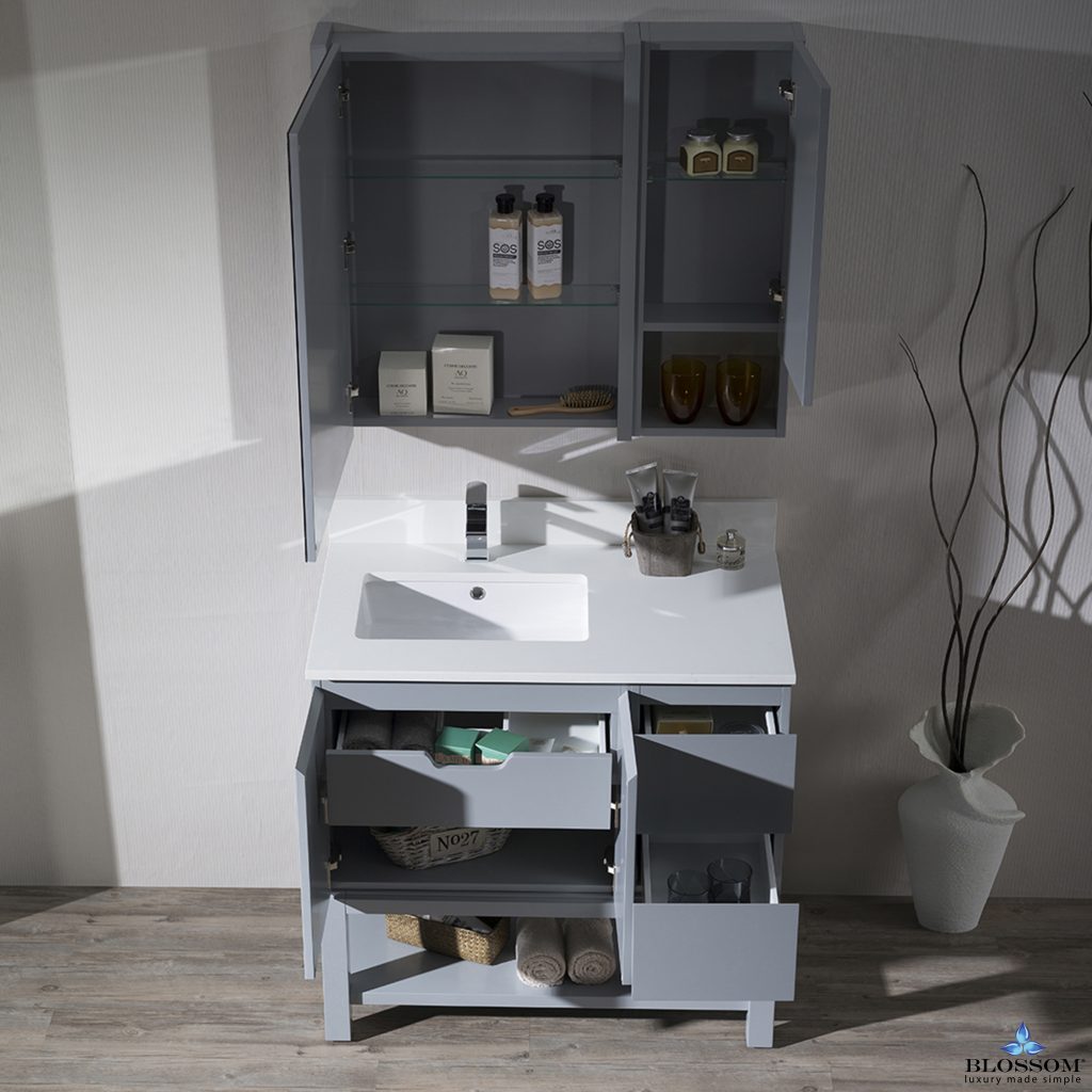 Monaco 36 Inch Vanity (Wall Hung, Chrome Legs, Wood Legs)