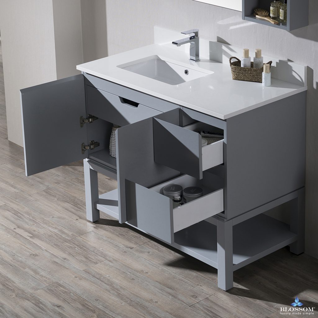 Monaco 42 Inch Vanity (Wall Hung, Chrome Legs, Wood Legs)
