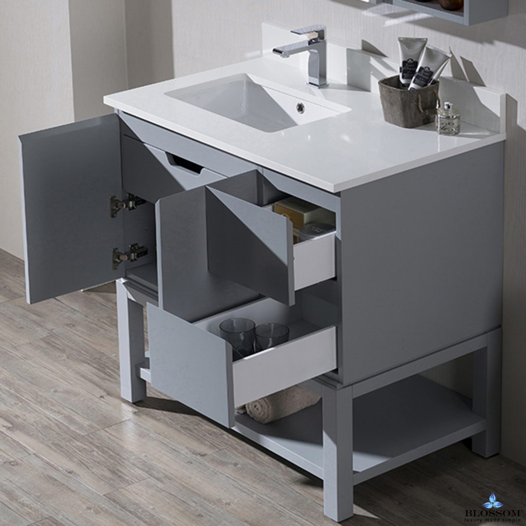 Monaco 36 Inch Vanity (Wall Hung, Chrome Legs, Wood Legs)