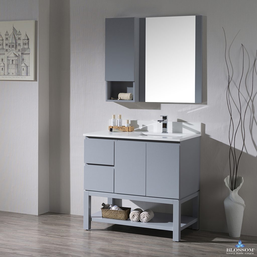 Monaco 36 Inch Vanity (Wall Hung, Chrome Legs, Wood Legs)