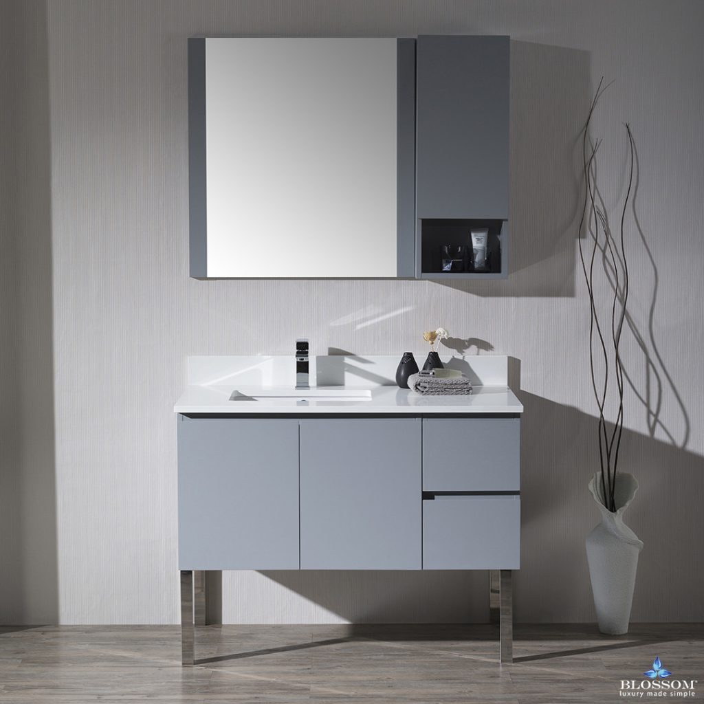 Monaco 42 Inch Vanity (Wall Hung, Chrome Legs, Wood Legs)