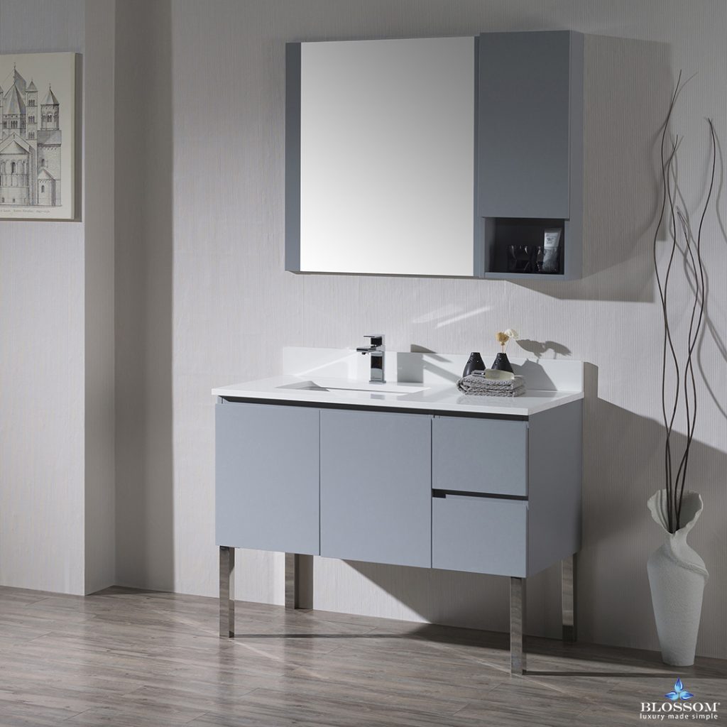 Monaco 42 Inch Vanity (Wall Hung, Chrome Legs, Wood Legs)
