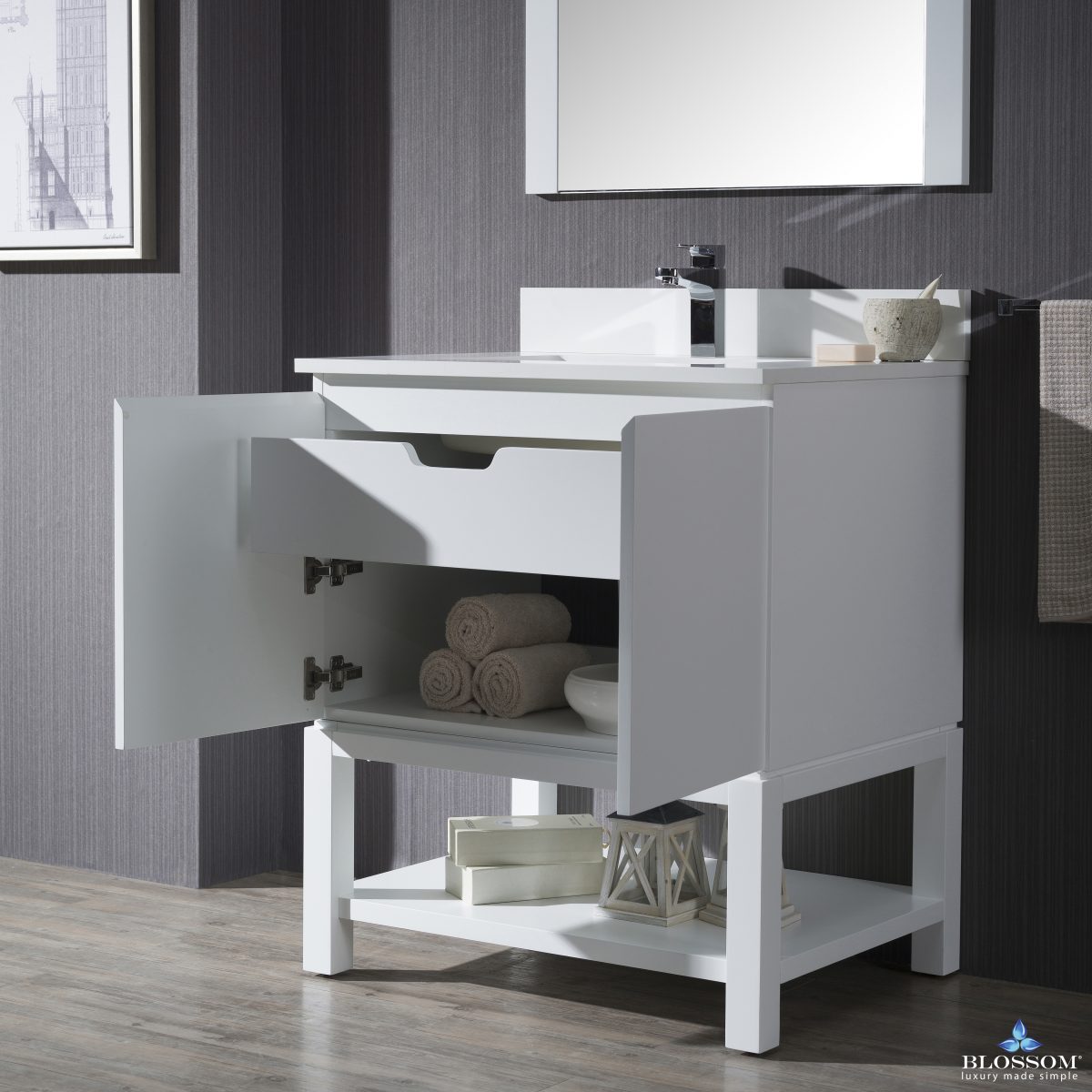 Monaco 30 Inch Vanity (Wall Hung, Chrome Legs, Wood Legs)