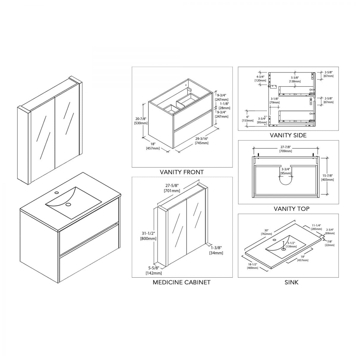Valencia 30 Inch Vanity
