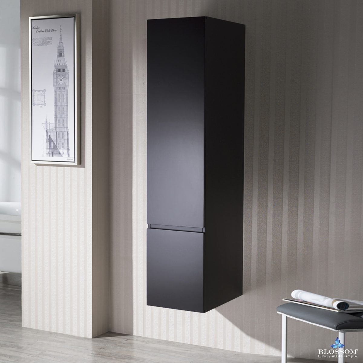 Monaco 15 Inch Wall Hung Linen Cabinet