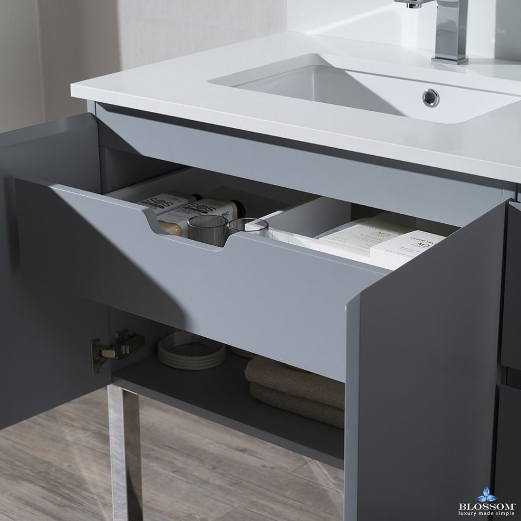 Monaco 42 Inch Vanity (Wall Hung, Chrome Legs, Wood Legs)
