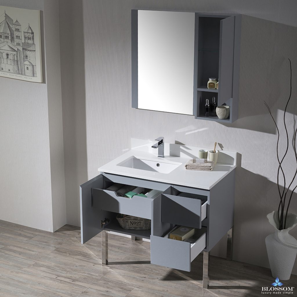Monaco 36 Inch Vanity (Wall Hung, Chrome Legs, Wood Legs)