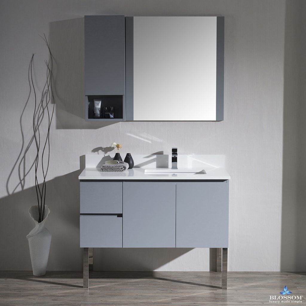 Monaco 42 Inch Vanity (Wall Hung, Chrome Legs, Wood Legs)