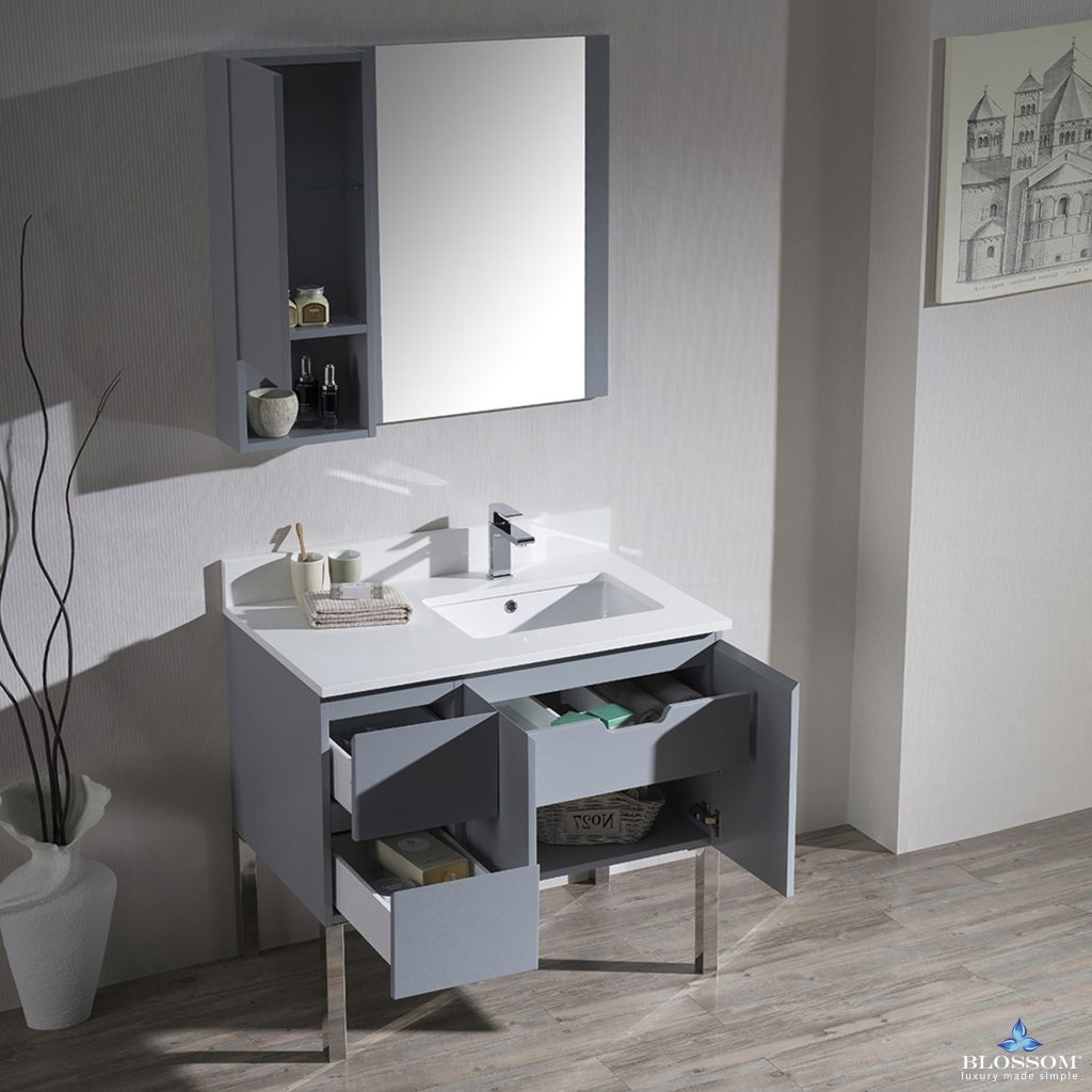 Monaco 36 Inch Vanity (Wall Hung, Chrome Legs, Wood Legs)