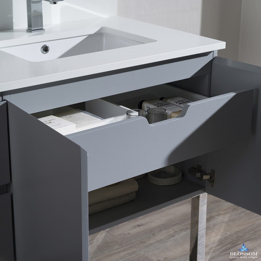Monaco 42 Inch Vanity (Wall Hung, Chrome Legs, Wood Legs)