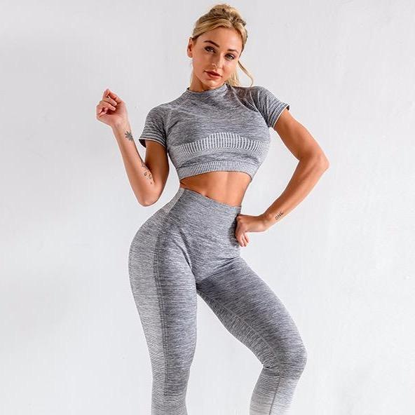 Astoria ENERGY Quarter-Sleeved Crop - Grey/White