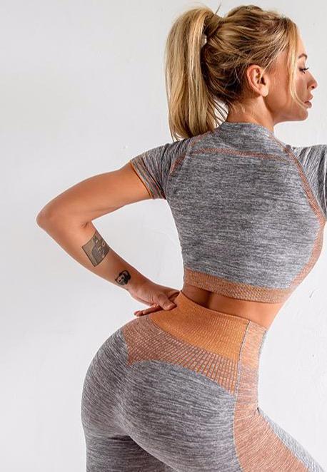 Astoria ENERGY Quarter-Sleeved Crop - Grey/Orange