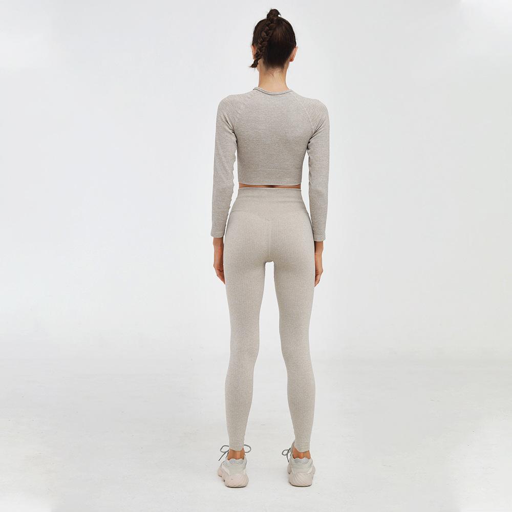 Astoria Seamless Ribbed Sleeved Crop - Khaki