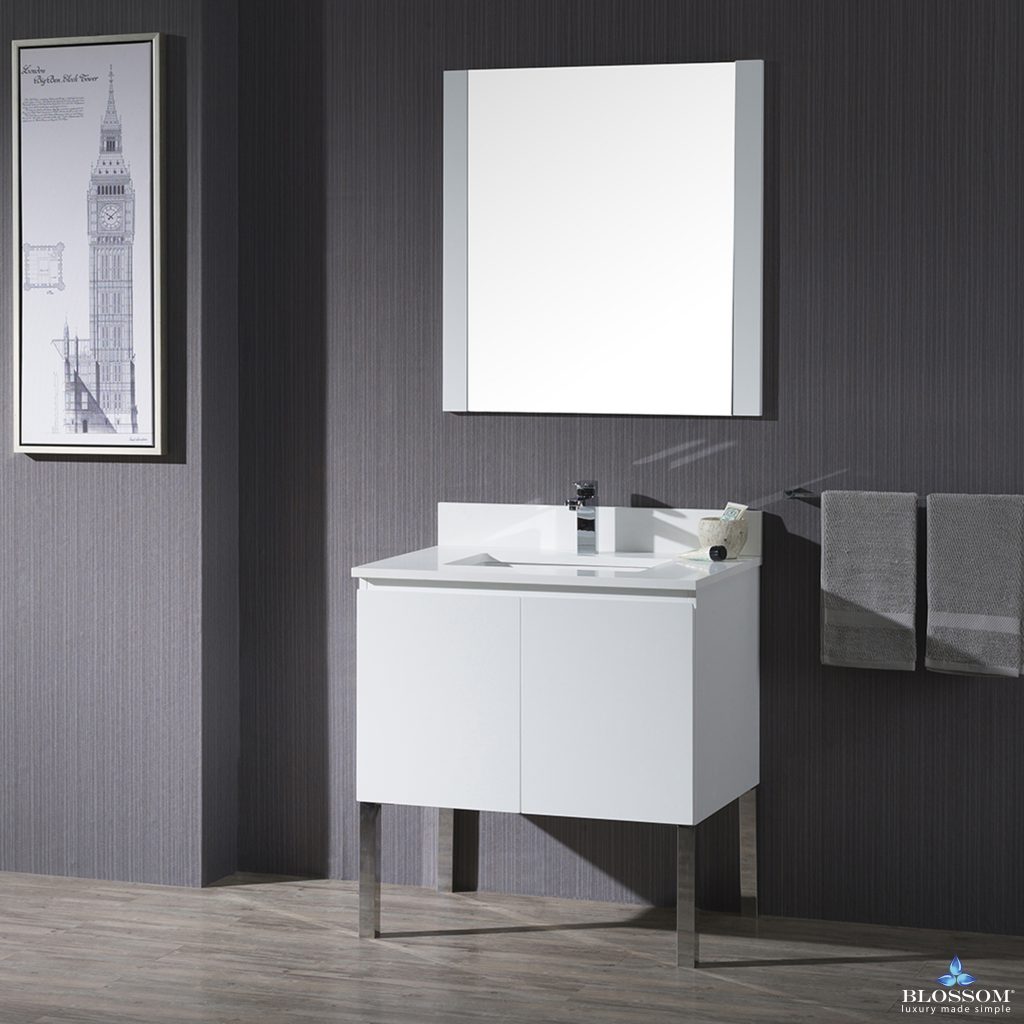 Monaco 30 Inch Vanity (Wall Hung, Chrome Legs, Wood Legs)