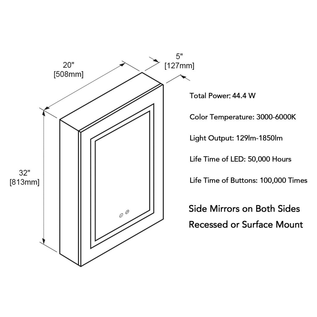 Vega – 20 Inches LED Medicine Cabinet