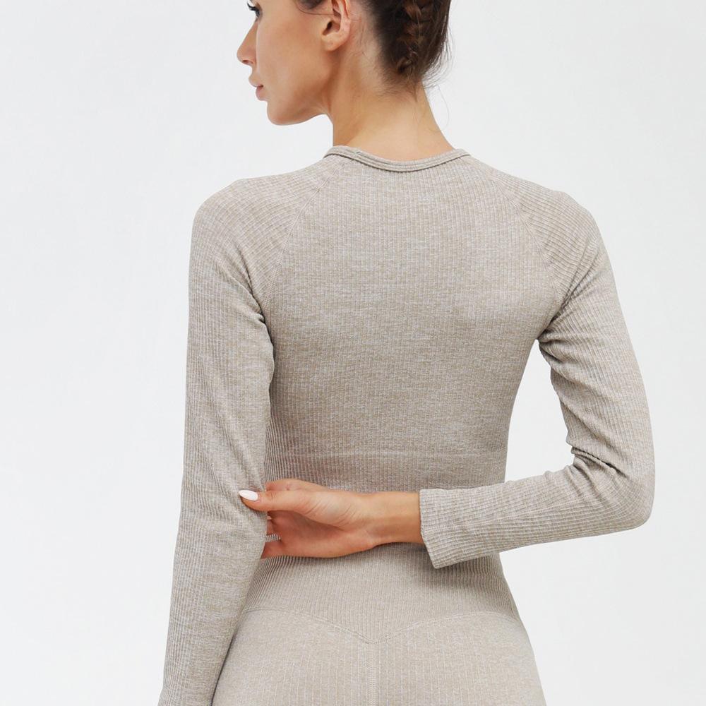 Astoria Seamless Ribbed Sleeved Crop - Khaki