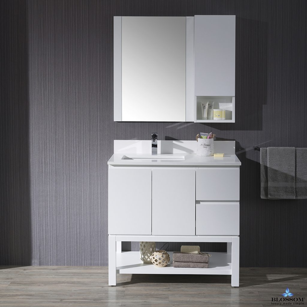 Monaco 36 Inch Vanity (Wall Hung, Chrome Legs, Wood Legs)