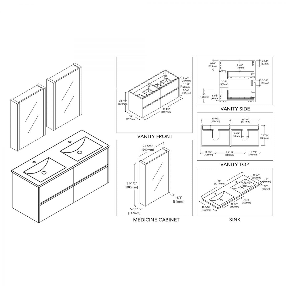 Valencia 48 Inch Double Vanity