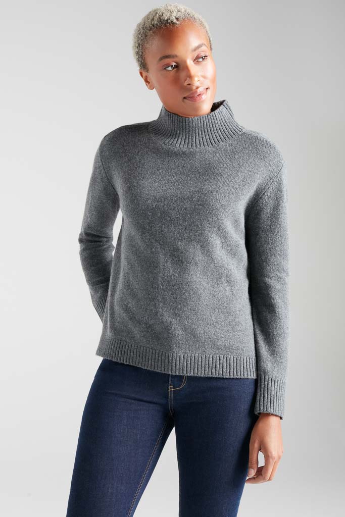 Boxy Rib-Neck Merino Bamboo Jumper