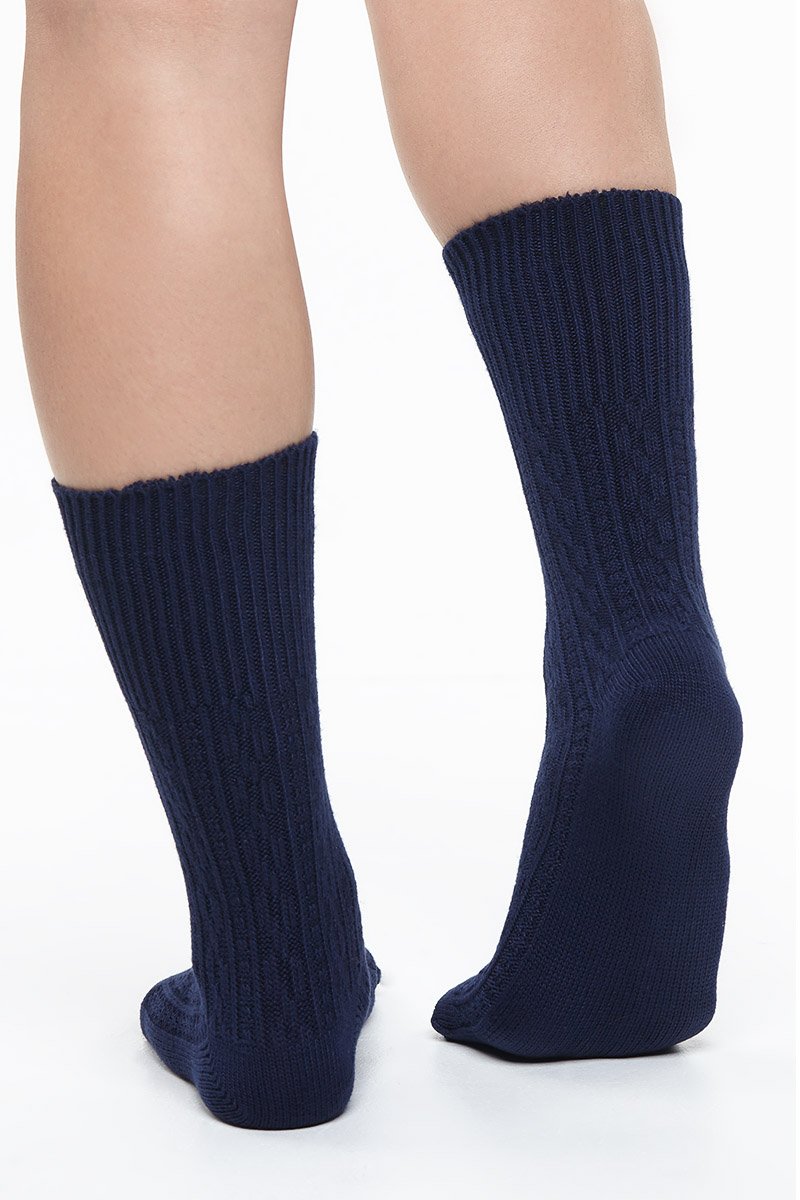 Bamboo Cable Knit Socks Navy &amp;amp; Black 2 Pairs
