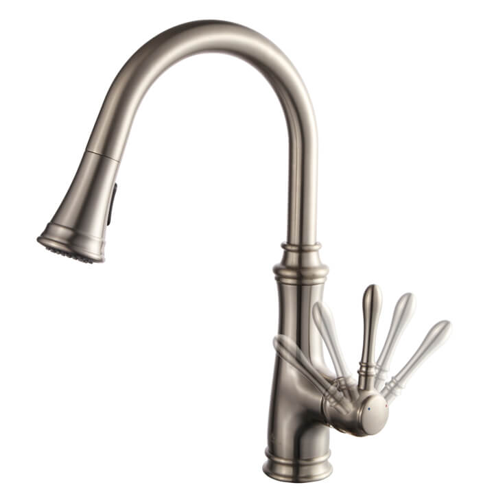 Single Handle Pull Down Kitchen Faucet – Brush Nickel – F01 204 02