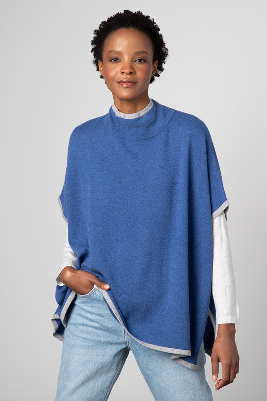 Kinross Cashmere Tipped Funnel Poncho