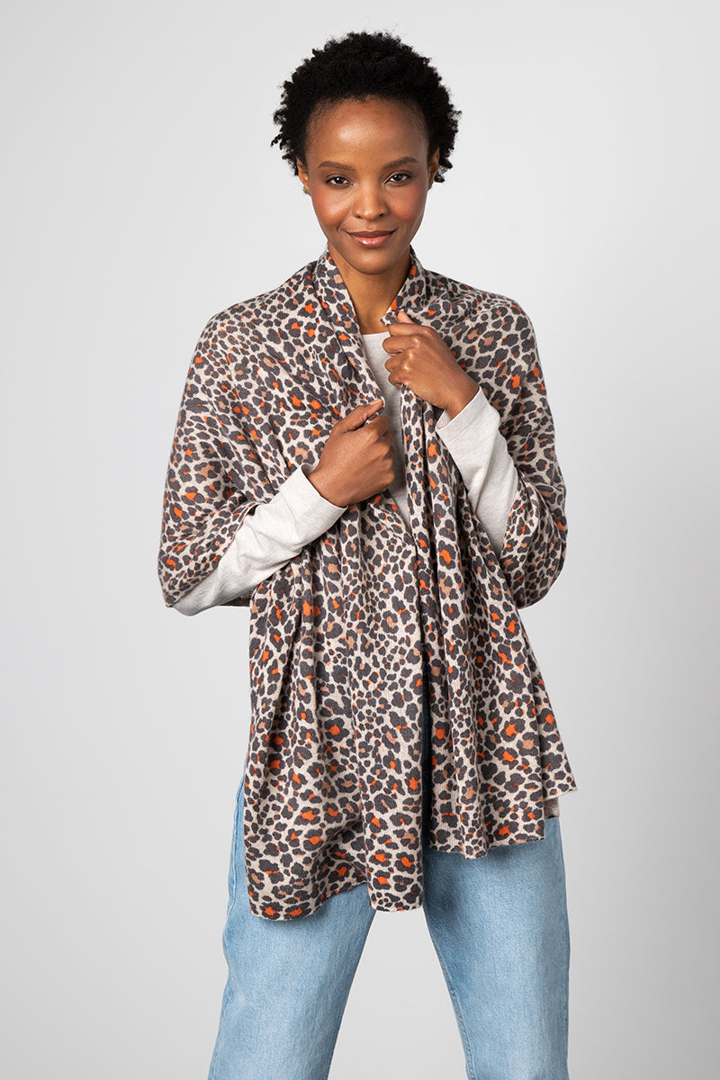 Kinross Cashmere Leopard Wrap