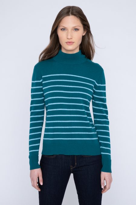 Kinross Stripe Button Mock