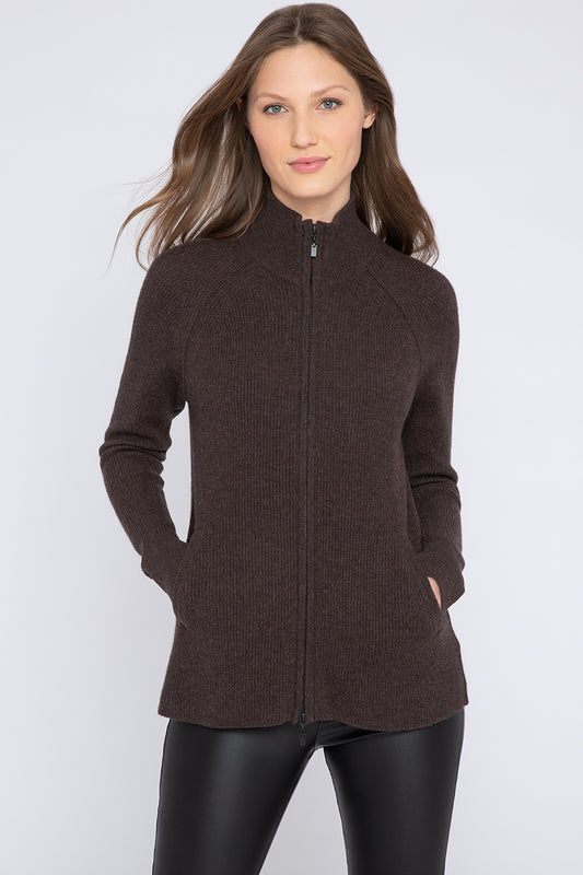 Kinross Rib Zip Mock Swing Cardigan
