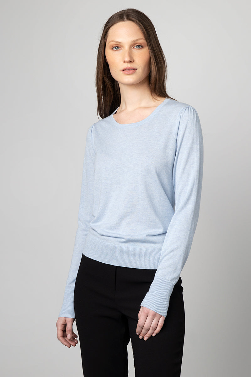 Kinross Cashmere Gathered Slv Scoopneck