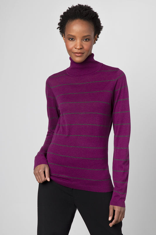 Kinross Cashmere Stripe T-Neck