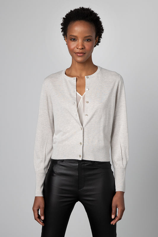 Kinross Cashmere Crop Button Cardigan