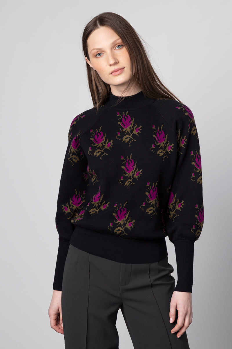 Kinross Cashmere Rose Jacquard Mock