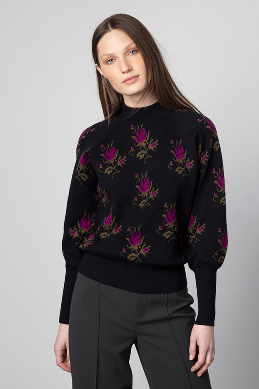 Kinross Cashmere Rose Jacquard Mock