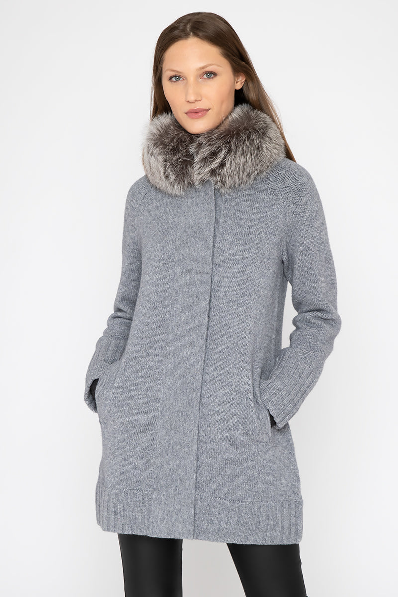 Kinross Fur Collar Swing Cardigan