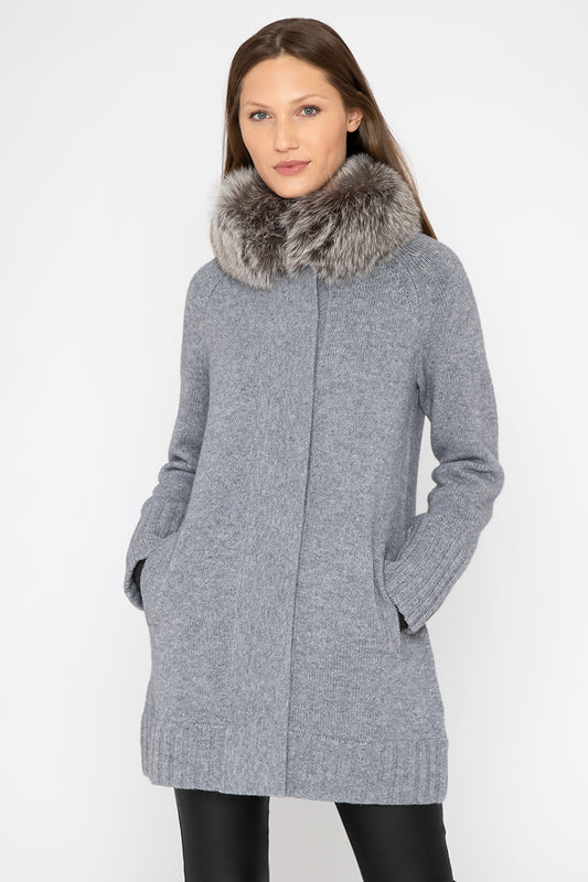 Kinross Fur Collar Swing Cardigan