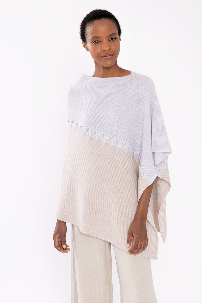 Kinross Cashmere Laced Cable Poncho