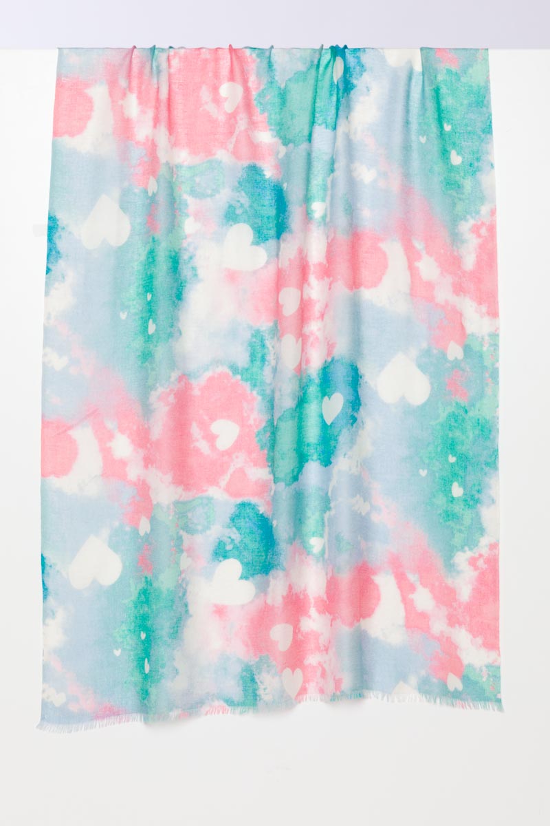 Kinross Cashmere Heart Print Scarf