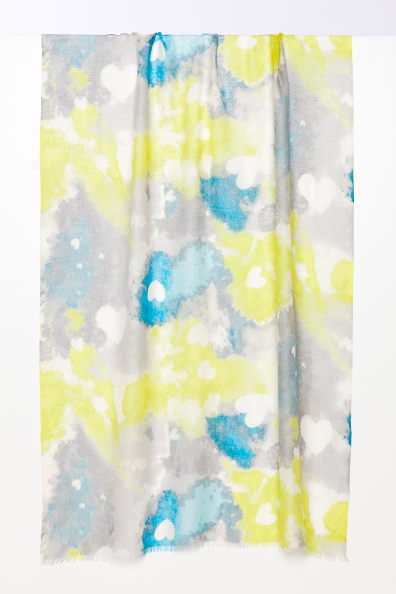 Kinross Cashmere Heart Print Scarf