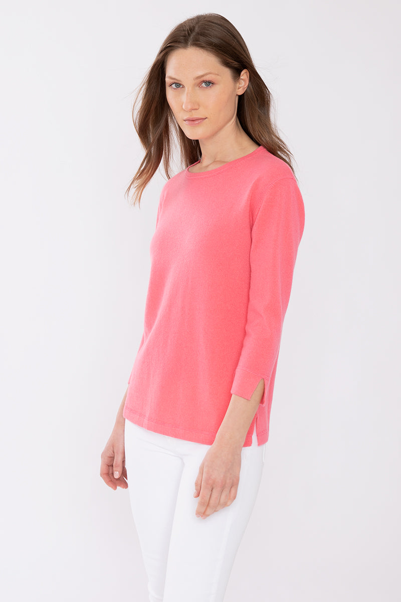 Kinross Cashmere 3/4 Sleeve Crew