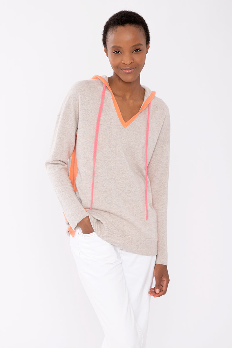 Kinross Cashmere Contrast Trim Hoodie