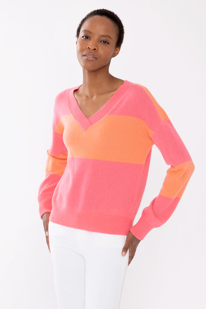 Kinross Cashmere Gathered Sleeve Vee