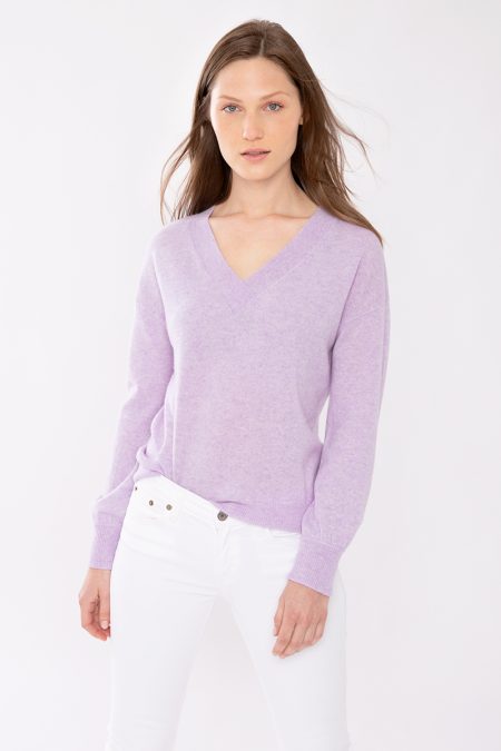 Kinross Cashmere Gathered Sleeve Vee